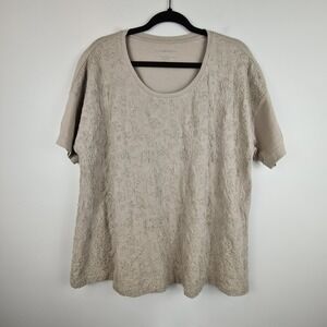 Pure‎ Jill Women's PXL Organic Cotton Embroidered Short Sleeve Pullover T-Shirt